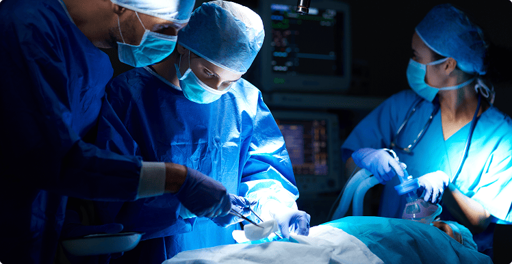 Surgical team operating in OR